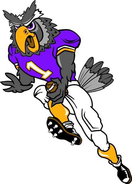Owl football player team mascot color vinyl sports sticker. Personalize as you order. Owl Football